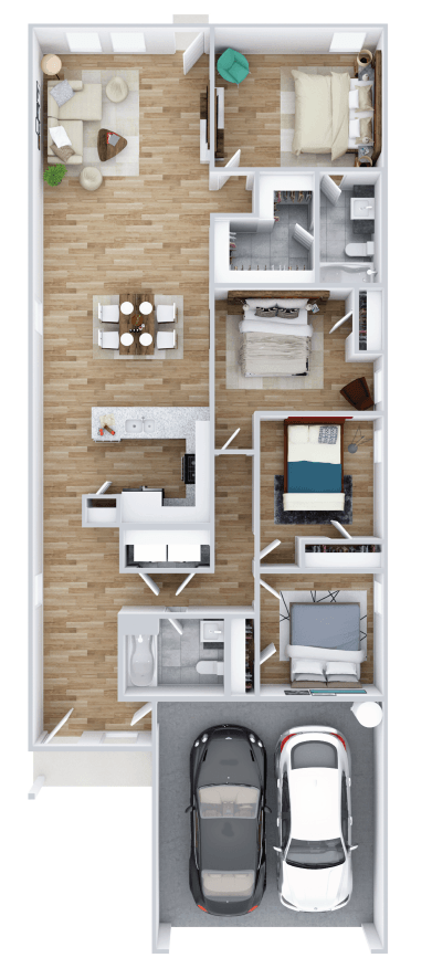 Floor plan for 4 beds, 2 baths, 1683 sqft